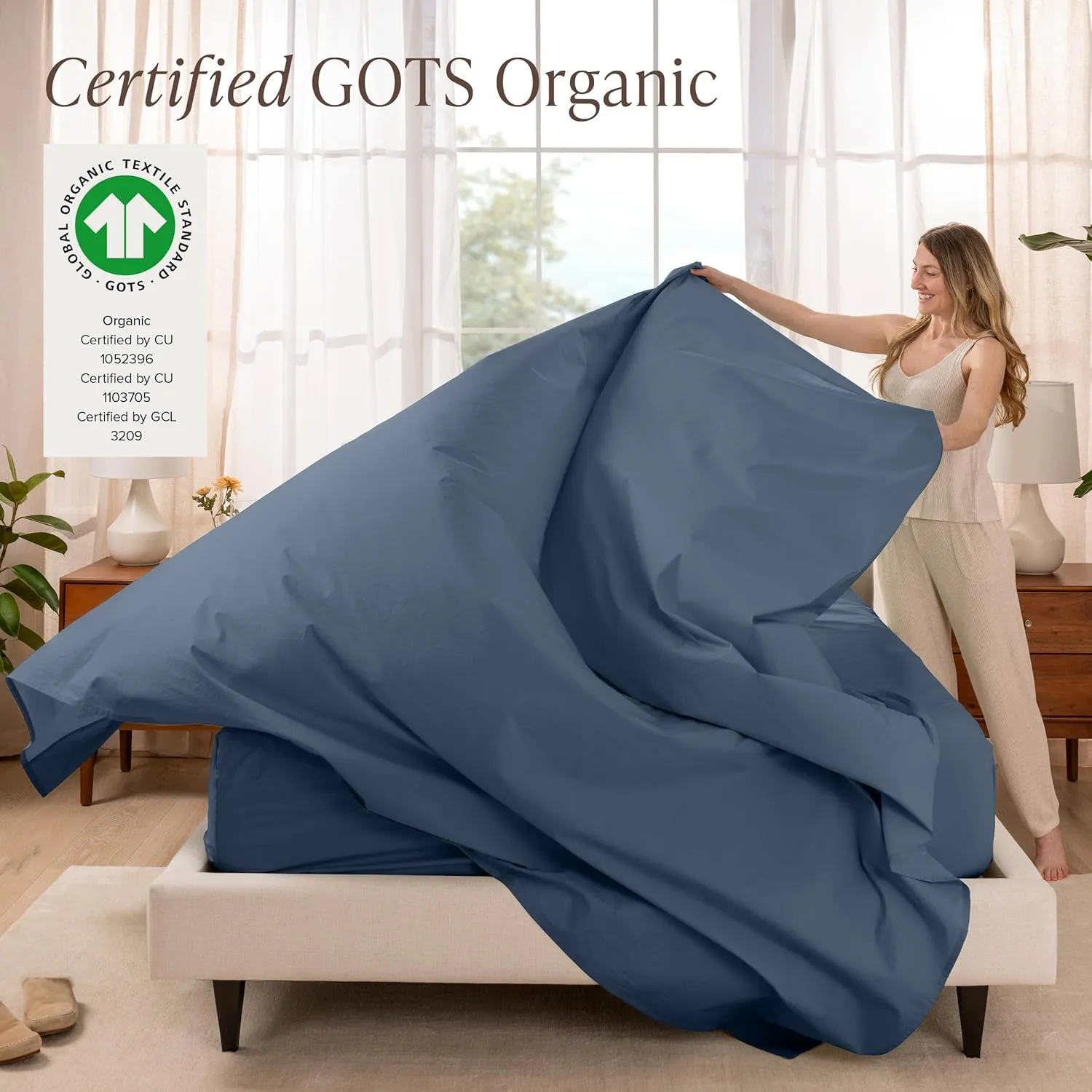 Bare Home 100% Organic Cotton Twin XL Sheet Set - Crisp Percale Weave - 260 Thread Count - Lightweight & Breathable - Bedding Sheets & Pillowcases (Twin XL, Bering Sea)