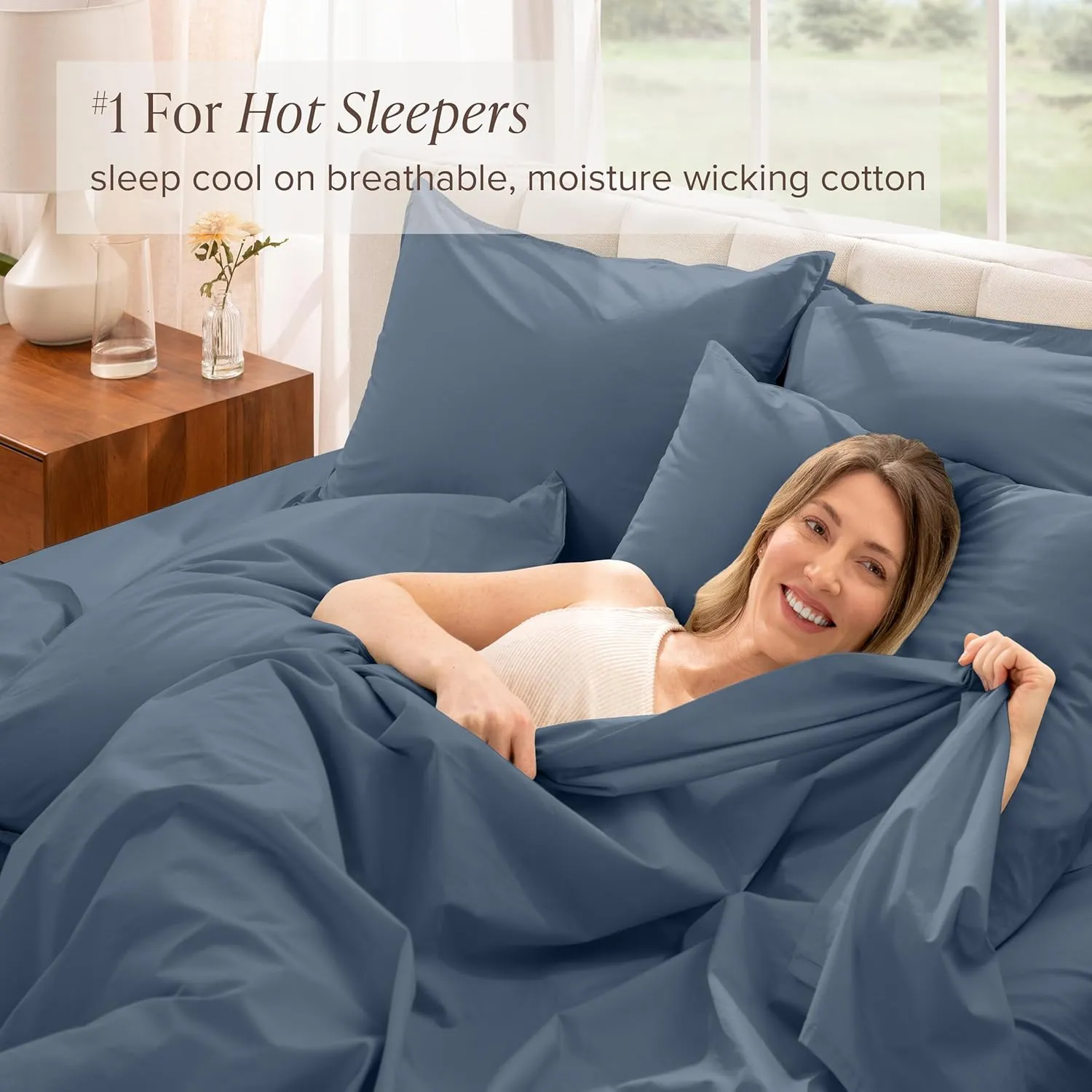 Bare Home 100% Organic Cotton Twin XL Sheet Set - Crisp Percale Weave - 260 Thread Count - Lightweight & Breathable - Bedding Sheets & Pillowcases (Twin XL, Bering Sea)