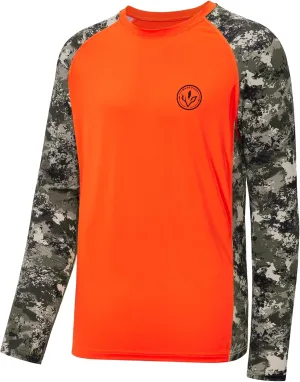 BASSDASH Men’s Lightweight Camo Hunting Shirt UPF 50  Sun Protection Long Sleeve Hiking Fishing Performance Tee Mesh Panels