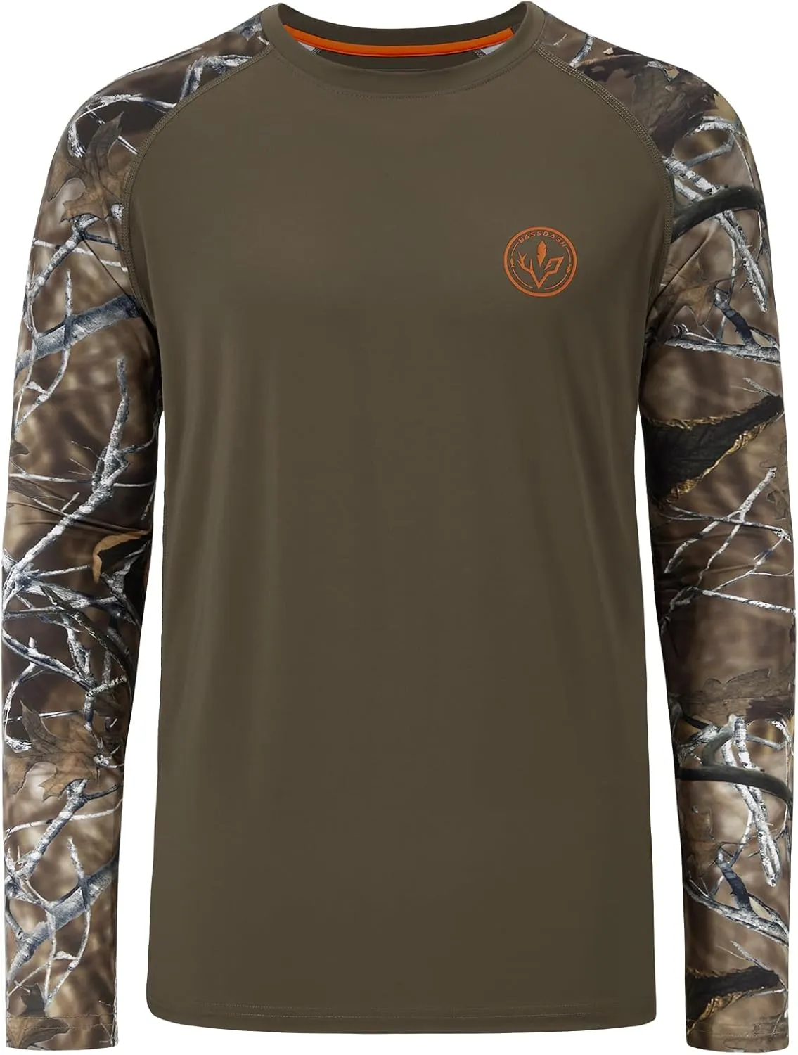 BASSDASH Men’s Lightweight Camo Hunting Shirt UPF 50  Sun Protection Long Sleeve Hiking Fishing Performance Tee Mesh Panels