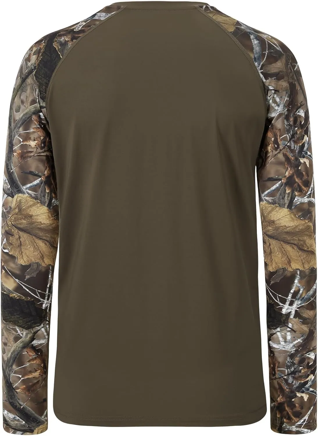 BASSDASH Men’s Lightweight Camo Hunting Shirt UPF 50  Sun Protection Long Sleeve Hiking Fishing Performance Tee Mesh Panels