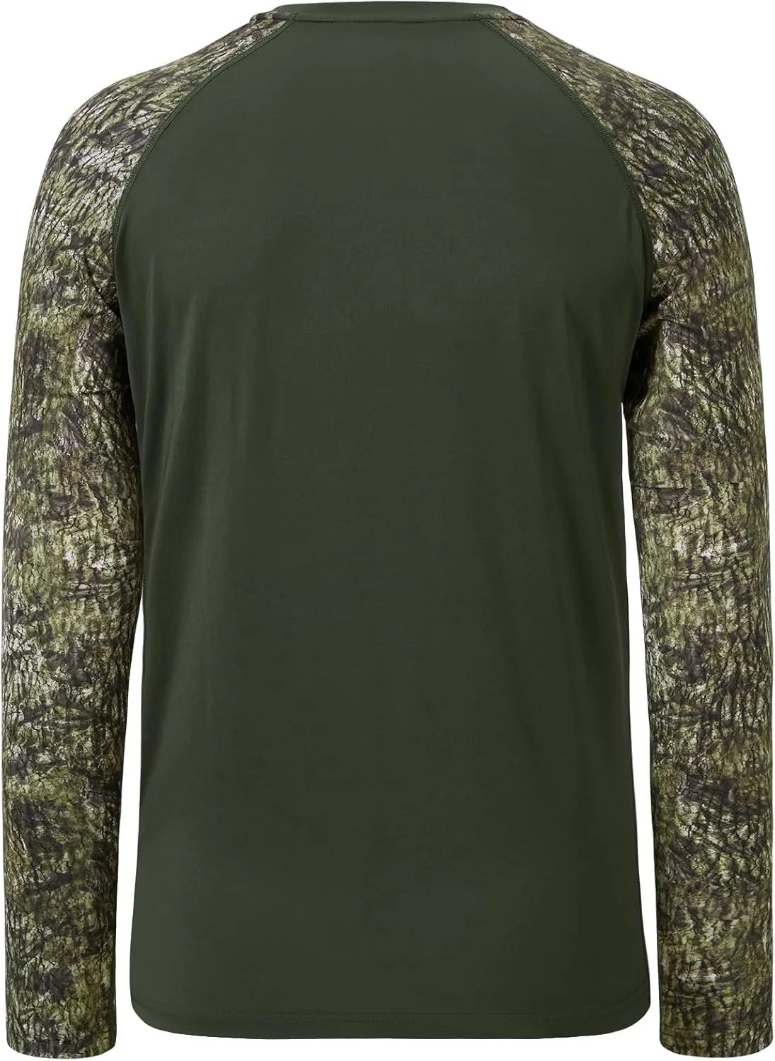 BASSDASH Men’s Lightweight Camo Hunting Shirt UPF 50  Sun Protection Long Sleeve Hiking Fishing Performance Tee Mesh Panels