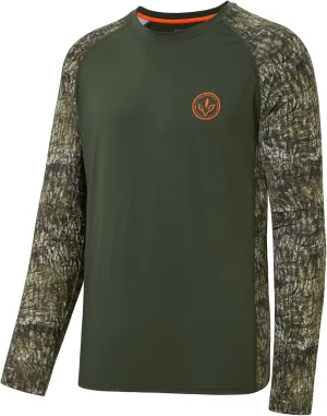 BASSDASH Men’s Lightweight Camo Hunting Shirt UPF 50  Sun Protection Long Sleeve Hiking Fishing Performance Tee Mesh Panels
