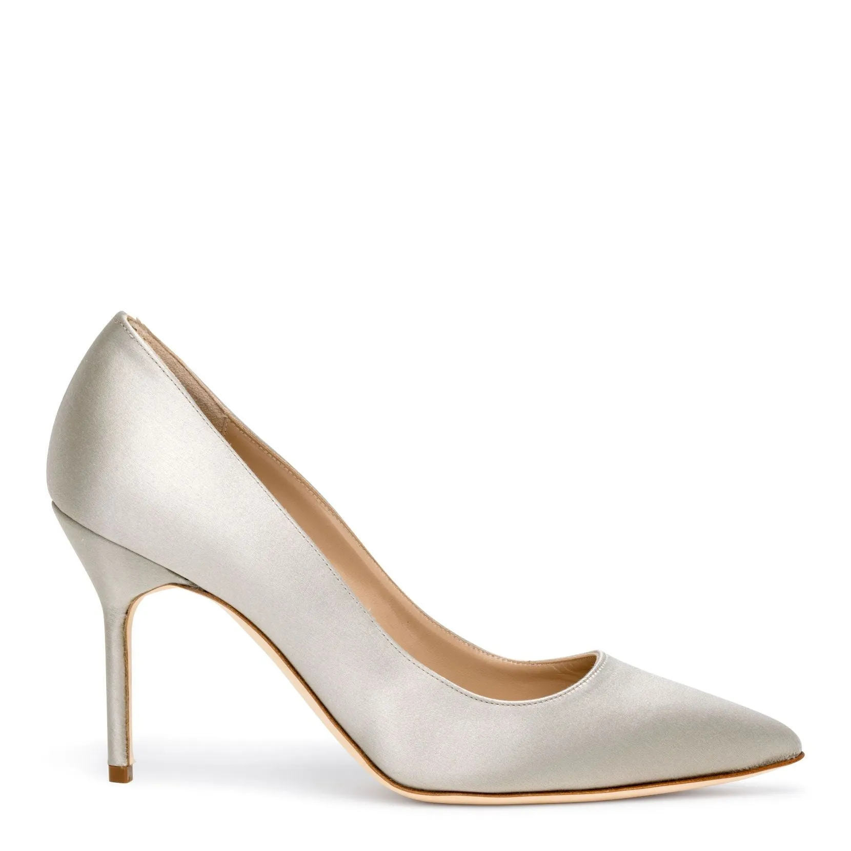 BB 90 silver grey satin pumps
