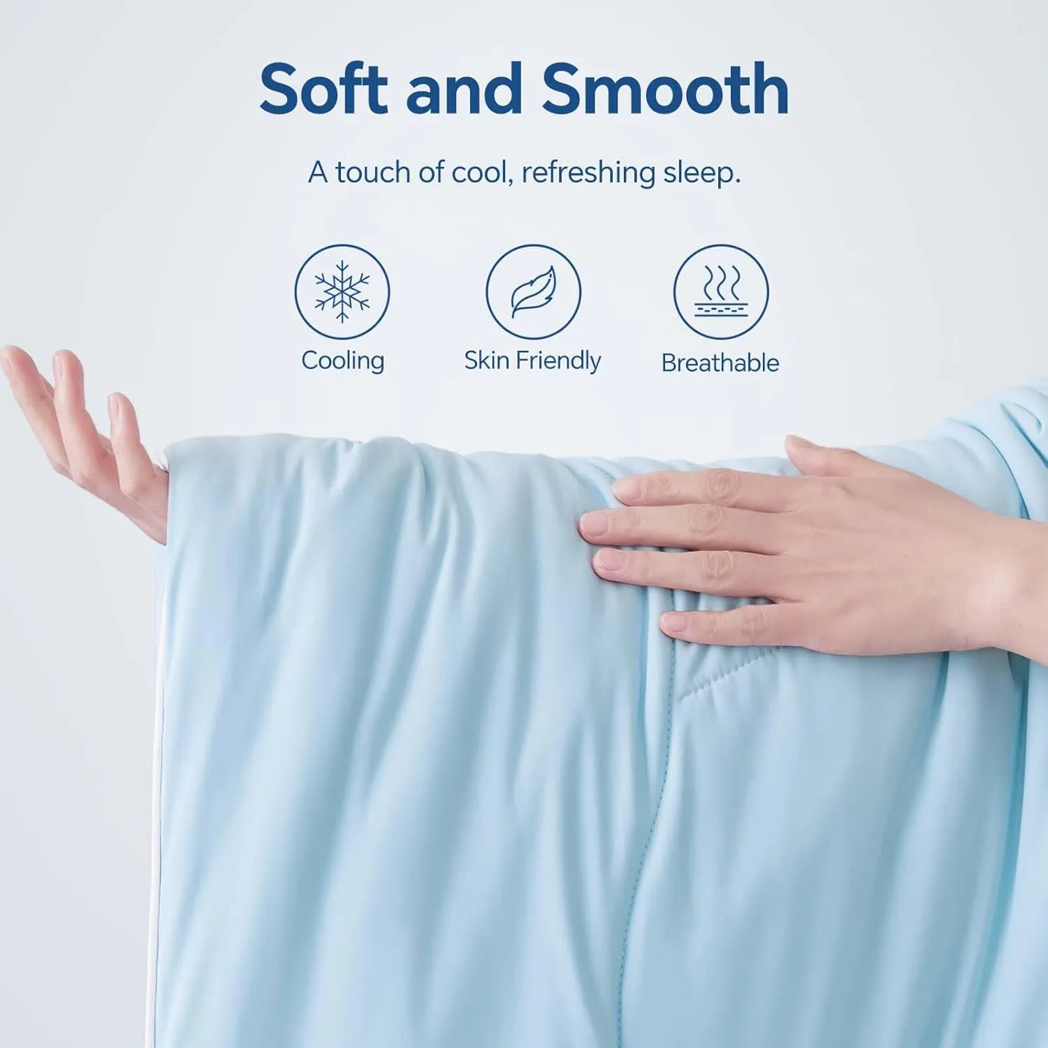 BEDELITE Cooling Comforter King Size,Double Side Cooling Blankets for Hot Sleepers,Lightweight & Breathable Summer Comforter King Size，Blue,108x90 Inches