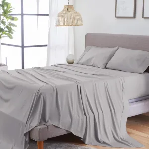 Bedgear Hyper-Linen Bed Sheet Set - Breathable and Quick-Drying - Silky-Smooth Bedding Alternative - Includes Fitted Sheet, Flat Sheet, and 2 Pillowcases - Queen - Light Grey