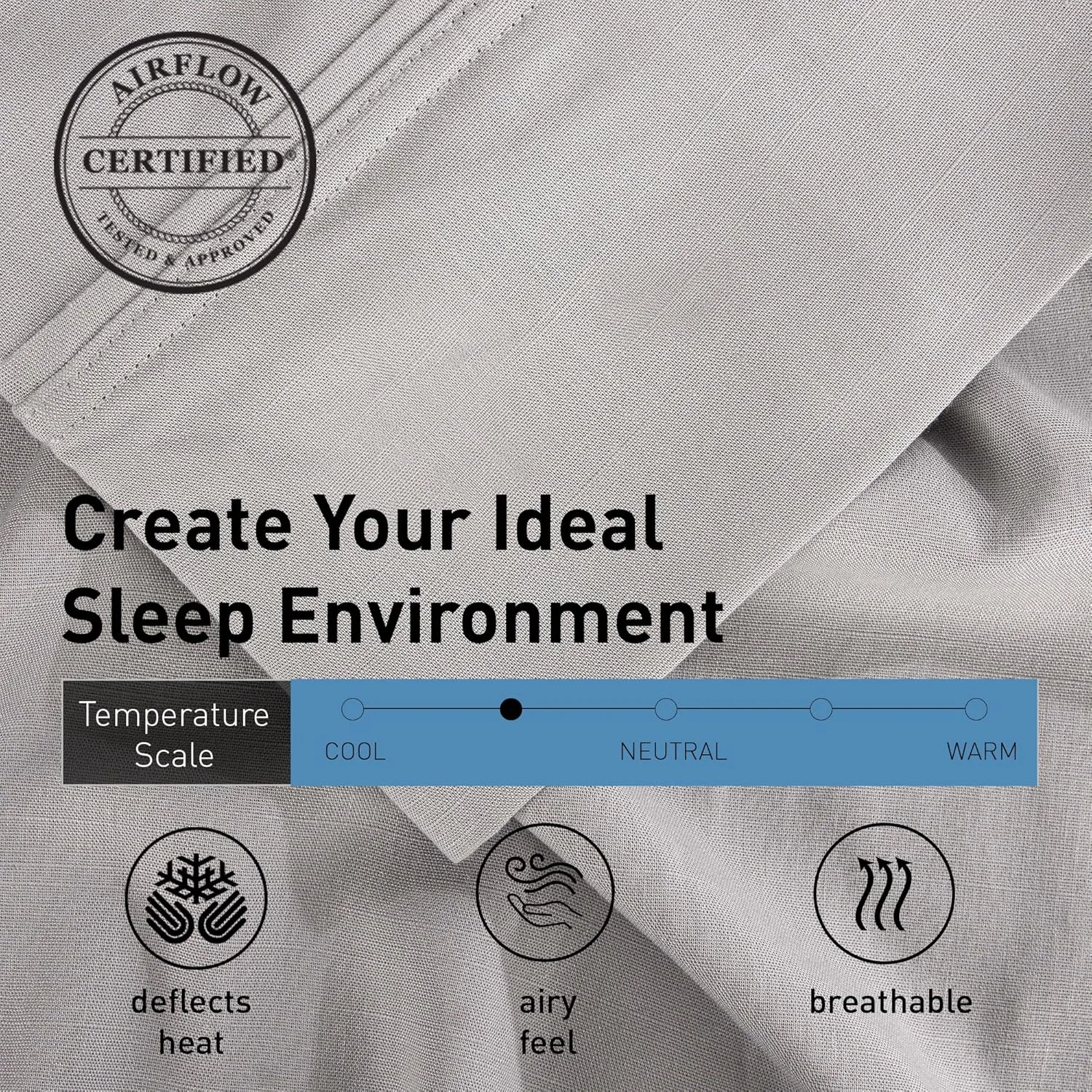 Bedgear Hyper-Linen Bed Sheet Set - Breathable and Quick-Drying - Silky-Smooth Bedding Alternative - Includes Fitted Sheet, Flat Sheet, and 2 Pillowcases - Queen - Light Grey