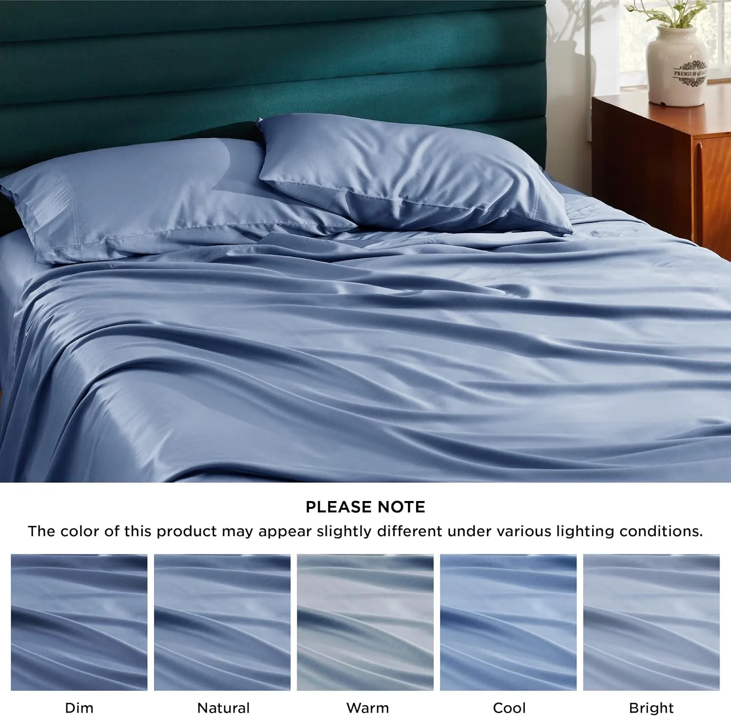 Bedsure Cooling Sheets King Size - Lyocell Cotton Sheet Set, GentleSoft™, Silky & Breathable Eucalyptus Bed Sheets with Deep Pocket, 4 Pieces, Luxury Hotel Bedding, Blue