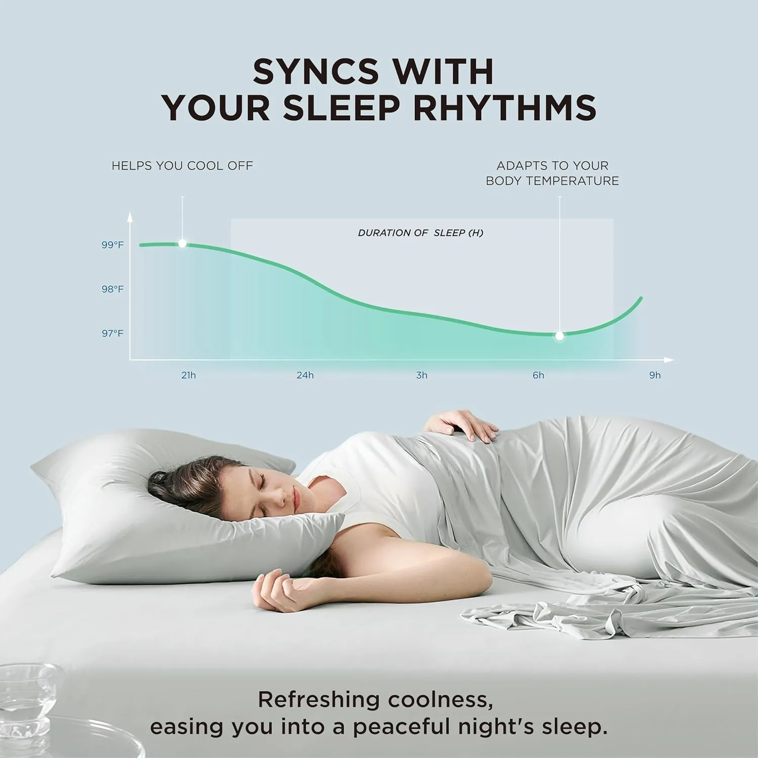 Bedsure Cooling Sheets Queen Size, Cooling Bed Sheets for Hot Sleepers, Chill Cool Sheet, Deep Pocket Up to 18 Inches, Soft & Breathable Queen Sheet Set, 4 Pieces, Grey