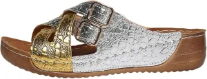 BILIKEYU Womens Slip on Slides Wedge Sandals Crisscross Buckle Straps Color Block Comfortable Summer Beach Sandal