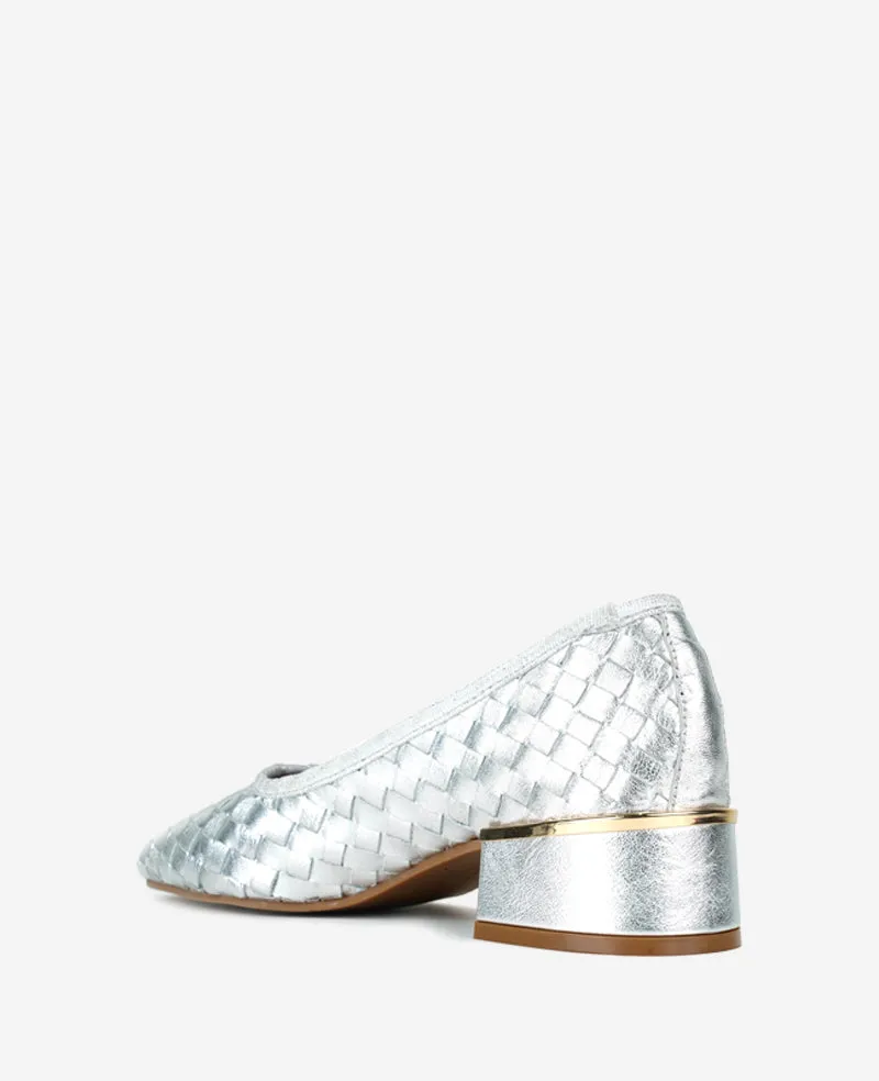 Birdie Woven Metallic Leather Pump