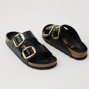 Birkenstock Black High Shine Leather Big Buckle Sandals