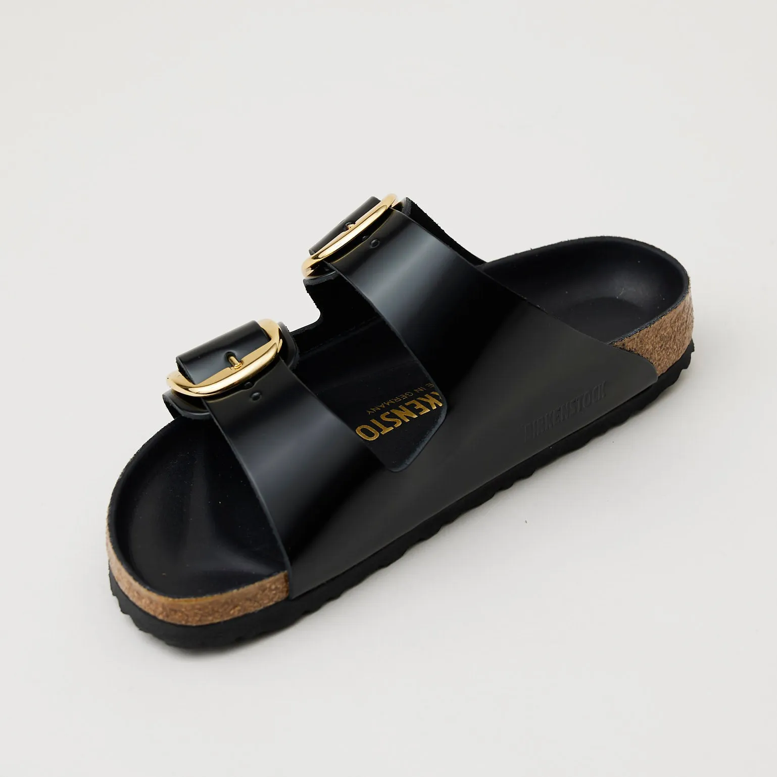 Birkenstock Black High Shine Leather Big Buckle Sandals
