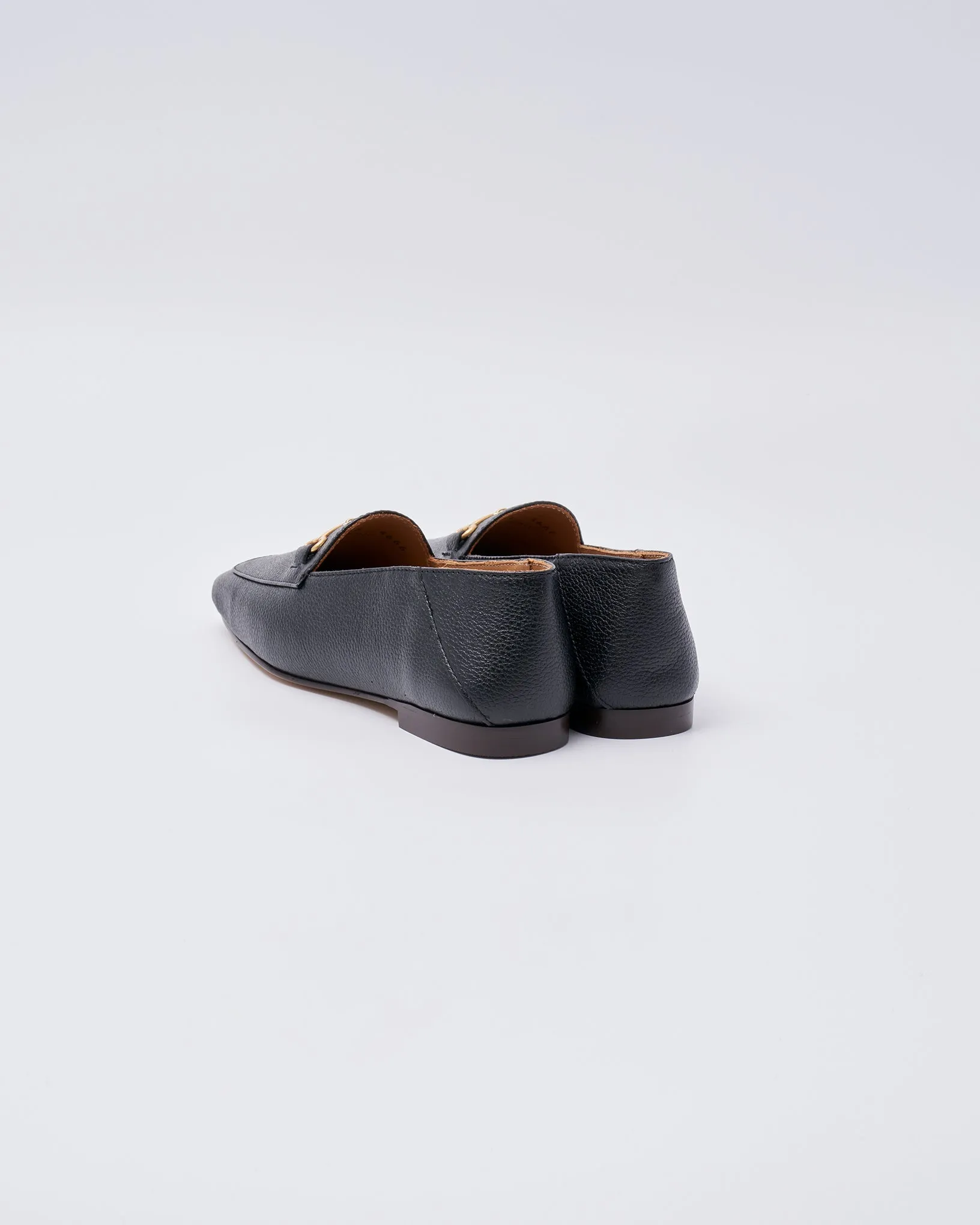 BIT SLIP ON SQUARE SHOES GRAIN LEATHER BLACK