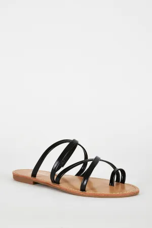 Black Slip On Toe Post Sandal