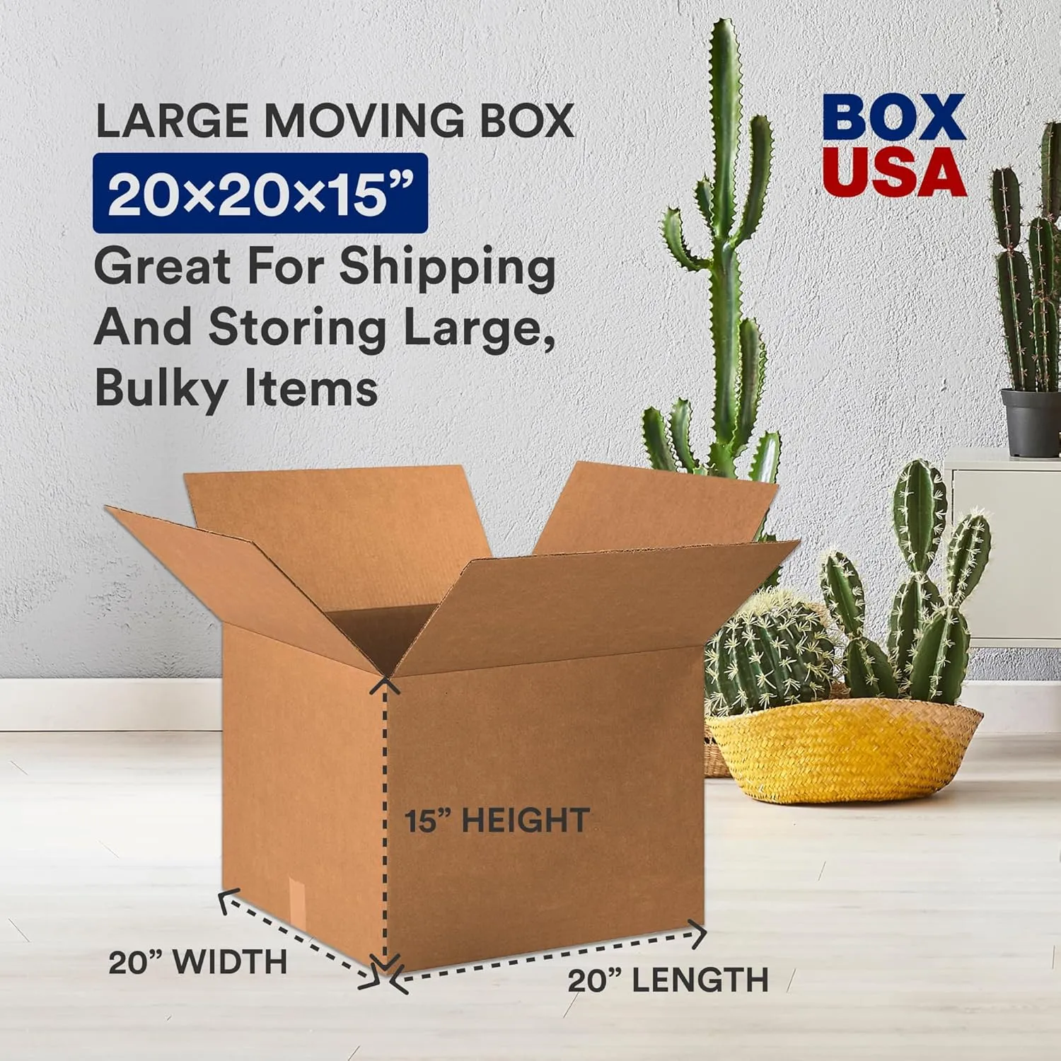 BOX USA Large Moving Boxes 20" x 20" x 15" (12 Pack) - Corrugated Cardboard Box for Packing, Packaging, Storage, Mailing, and Shipping for Office or Home, 32 ECT - Pack of 12