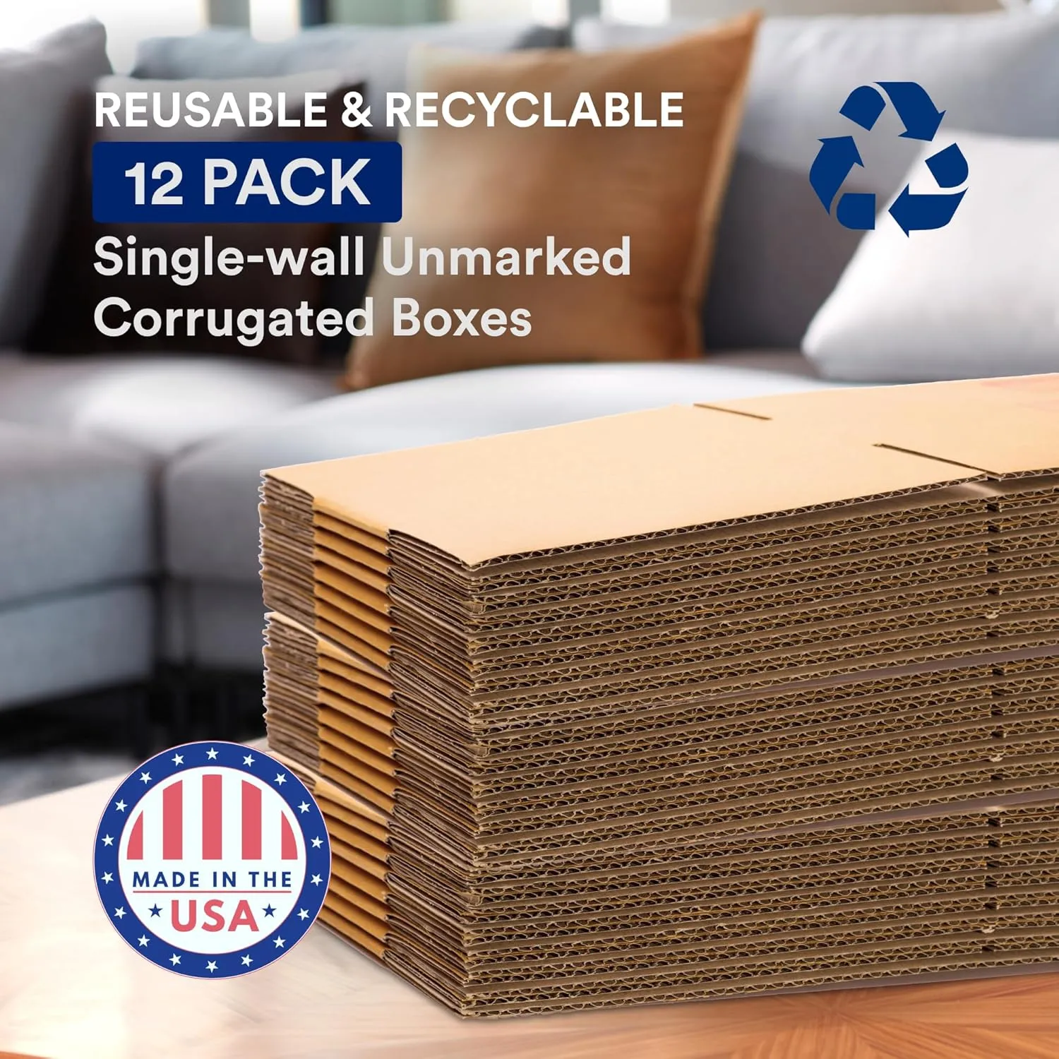 BOX USA Large Moving Boxes 20" x 20" x 15" (12 Pack) - Corrugated Cardboard Box for Packing, Packaging, Storage, Mailing, and Shipping for Office or Home, 32 ECT - Pack of 12