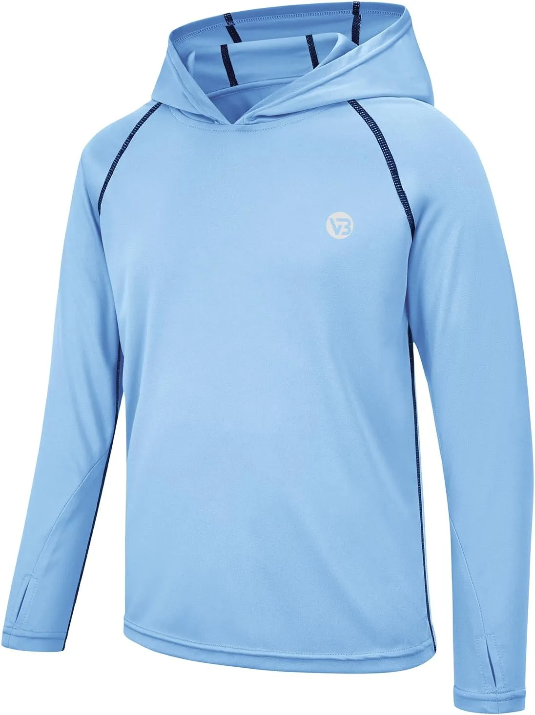 Boys Girls Hooded Sun Shirts UPF50  Long Sleeve Hoodies Quick Dry Rash Guard Swim Shirts Fishing Hiking Thumb Holes
