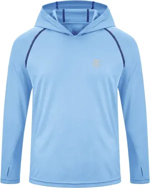 Boys Girls Hooded Sun Shirts UPF50  Long Sleeve Hoodies Quick Dry Rash Guard Swim Shirts Fishing Hiking Thumb Holes