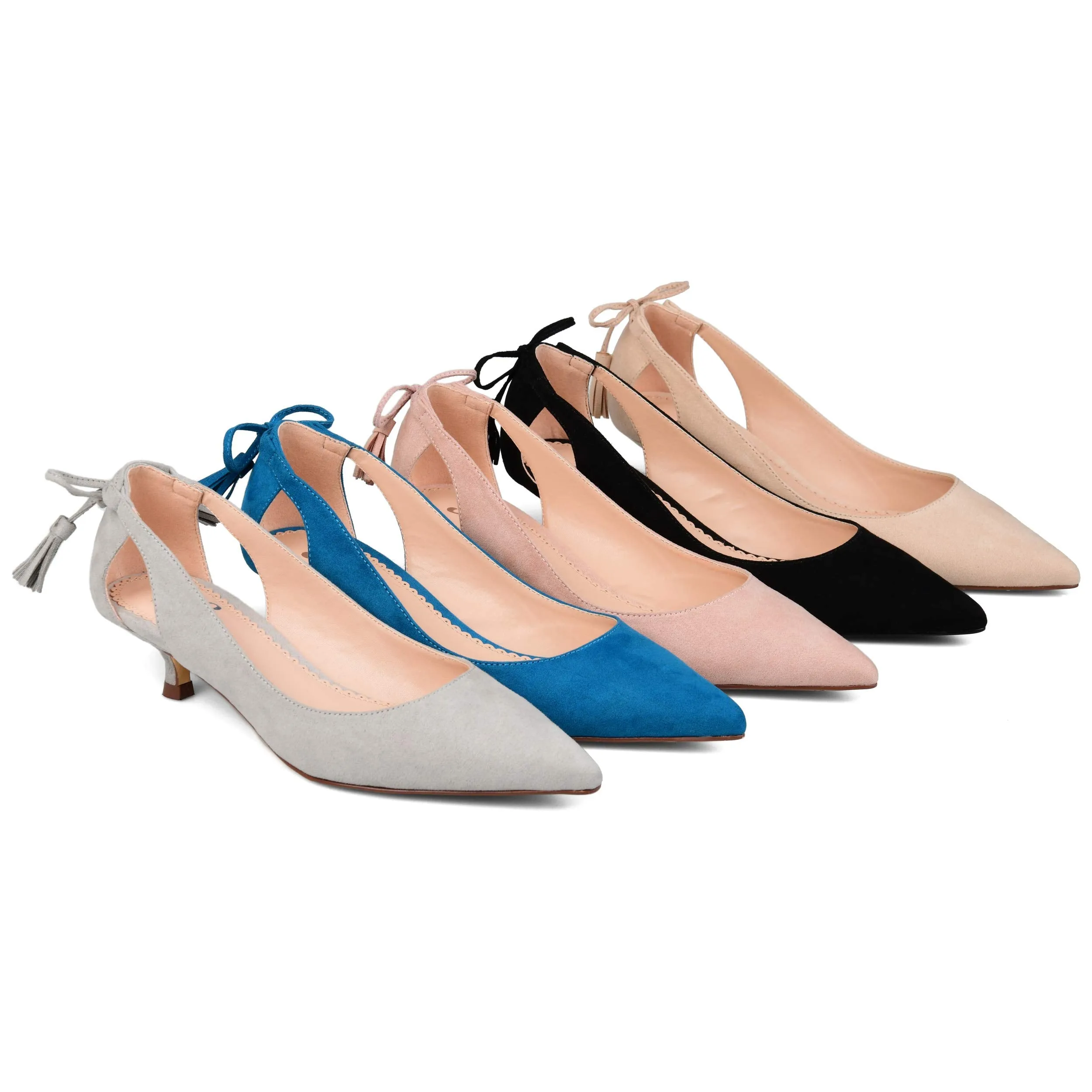 Brinley Co. Womens Pointed Toe Cut-Out Pump Black, 6.5 Regular US