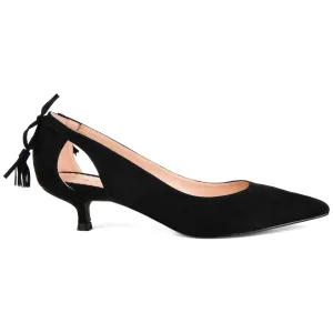 Brinley Co. Womens Pointed Toe Cut-Out Pump Black, 6.5 Regular US