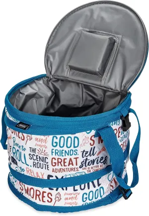 Camco Life is Better at The Campsite Pop-Up Cooler, Graffiti Design | Features a Water-Resistant Interior and Built-in Bottle Opener | Holds Up to a 12-Pack of Bottled or Canned Drinks (53416)