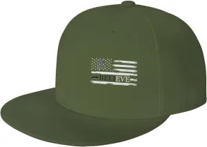 Carcinoid Cancer Believe American Flag Zebra Ribbon Fashion Flat Cap Adujstable Men Women Baseball Caps Outdoor Moss Green