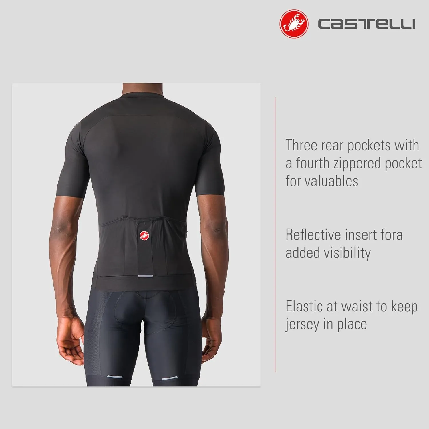 CASTELLI Men’s Prologo Lite Jersey, Lightweight Quarter Length Sleeve with Pockets for Road, Gravel Biking I Cycling