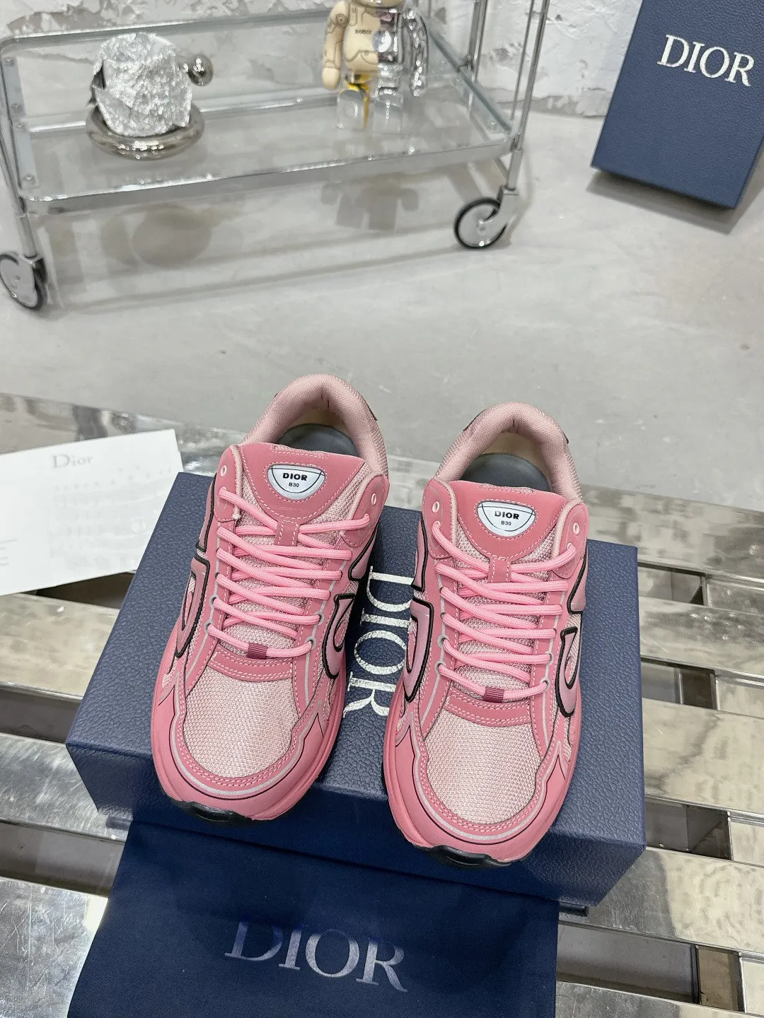 CD B30 Sneaker 35mm In Rose Pink Mesh Fabric 100648