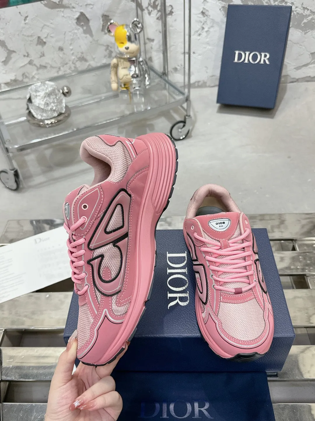 CD B30 Sneaker 35mm In Rose Pink Mesh Fabric 100648
