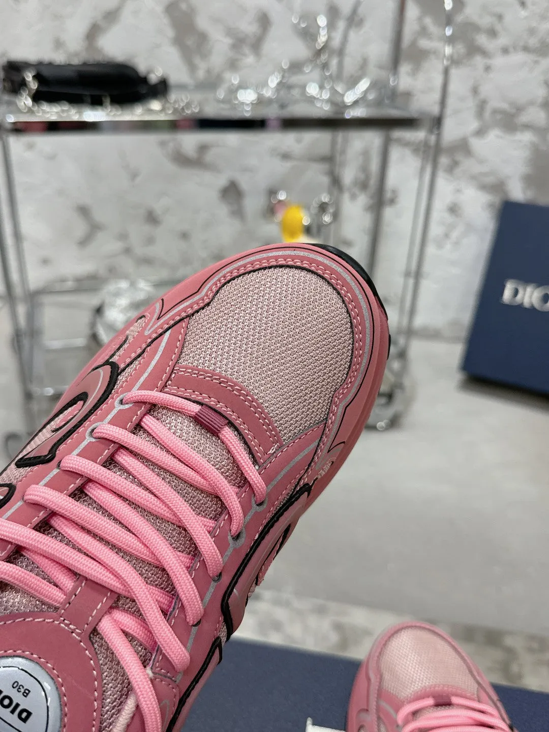 CD B30 Sneaker 35mm In Rose Pink Mesh Fabric 100648