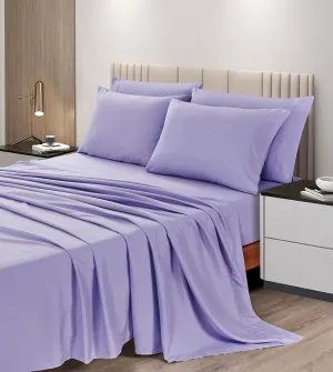 Chezmoi Collection 6-Piece Lavender Sheet Set King - Extra Soft Breathable Brushed Microfiber Bed Sheets with 15" Deep Pocket & 4 Pillowcases