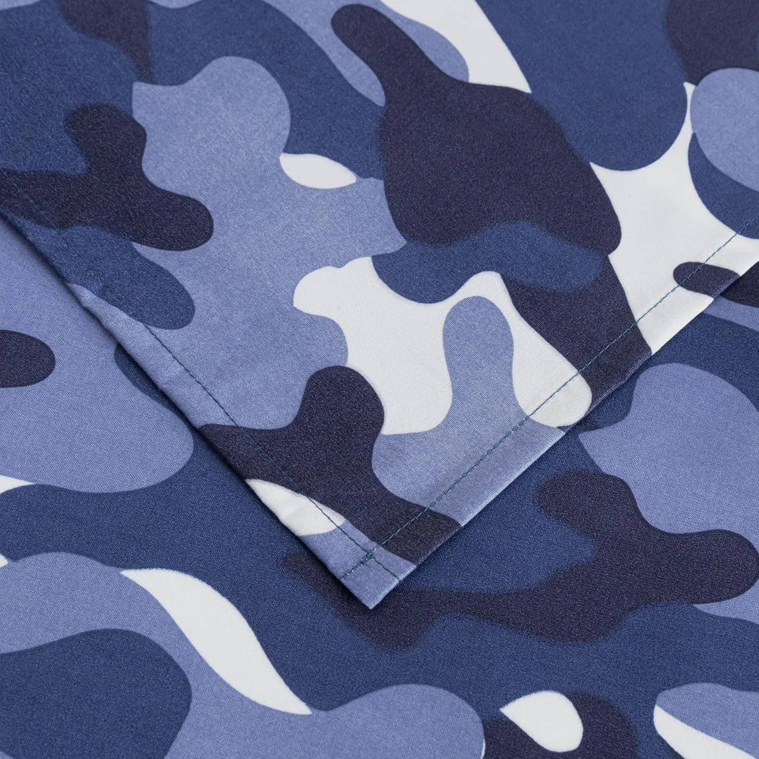 Chezmoi Collection Military Camo 4-Piece Sheet Set - Camouflage Blue Gray Printed Microfiber Soft Breathable Deep Pocket Sheets and Pillowcases Set, Queen Size