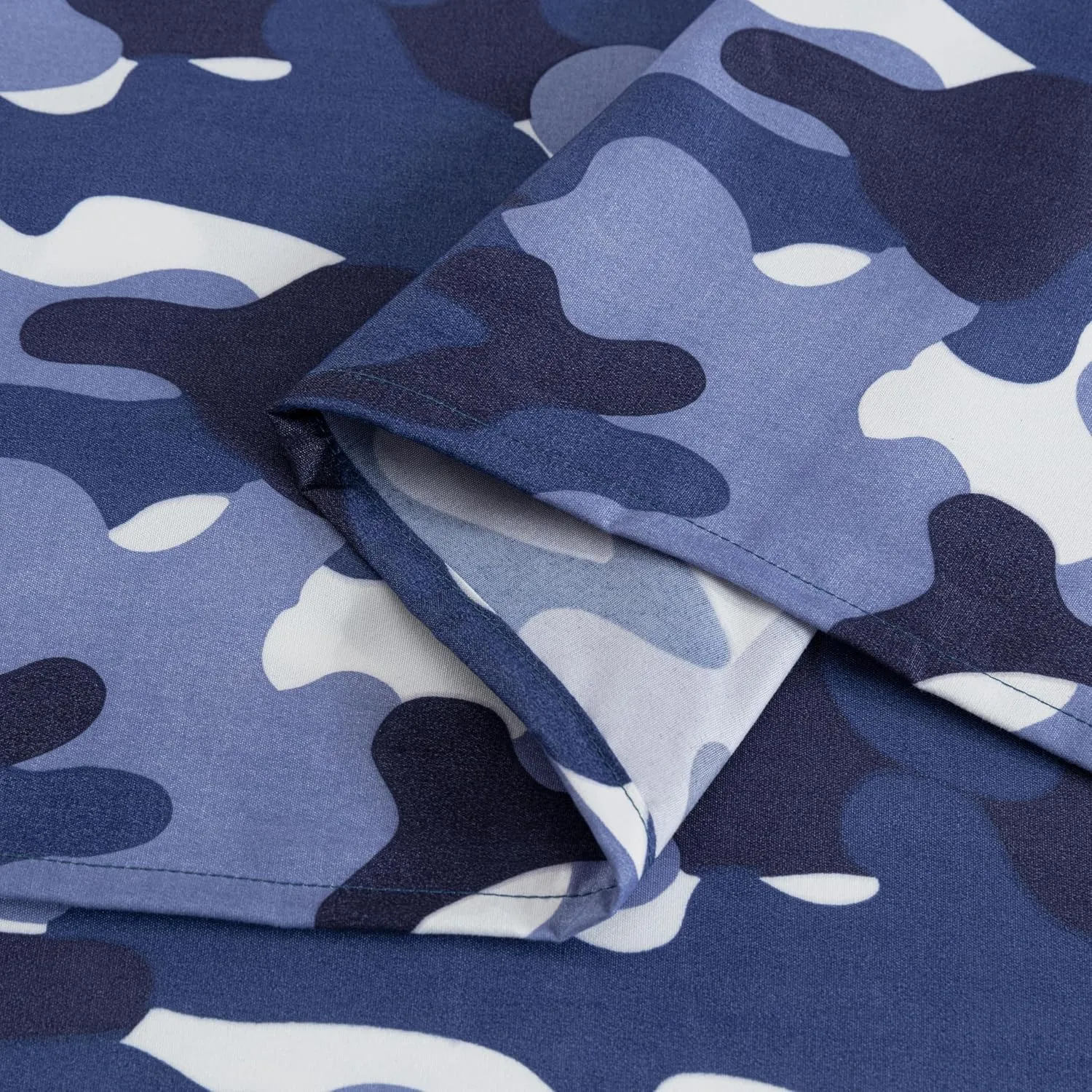 Chezmoi Collection Military Camo 4-Piece Sheet Set - Camouflage Blue Gray Printed Microfiber Soft Breathable Deep Pocket Sheets and Pillowcases Set, Queen Size
