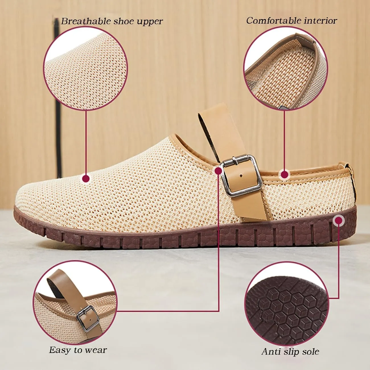 Clogs for Women Mules Slip-on Outdoor Flat Sandals Lightweight Mesh Summer Shoes