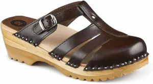 Clogs, Mary Jane Bastad Slip On Closed Toe Sandals Leather Womens Non Slip Swedish Wooden Clogs