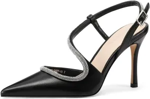 Closed Toe High Heels, Womens Pointed Toe Slip On Stiletto Pumps, Elegant Pointy Heels Dress Shoes Weeding Comfortable Pump Shoes