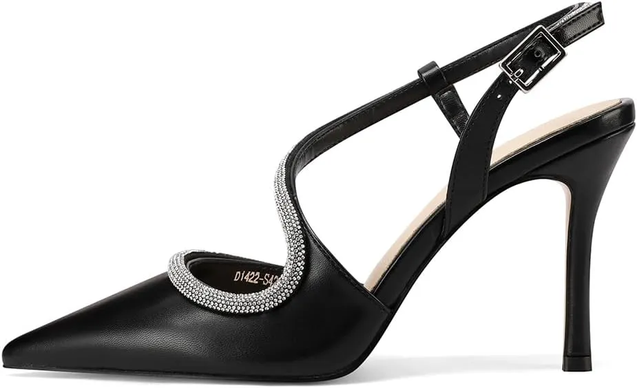Closed Toe High Heels, Womens Pointed Toe Slip On Stiletto Pumps, Elegant Pointy Heels Dress Shoes Weeding Comfortable Pump Shoes