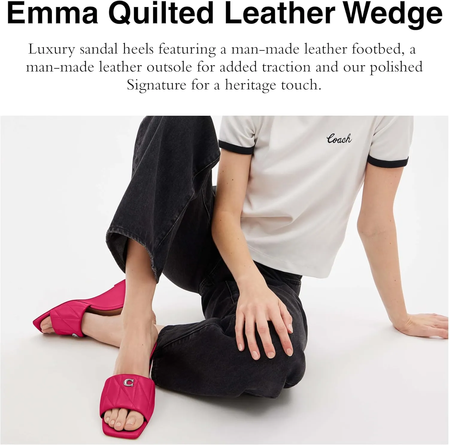 Coach Women's Emma Quilted Leather Wedge Sandal