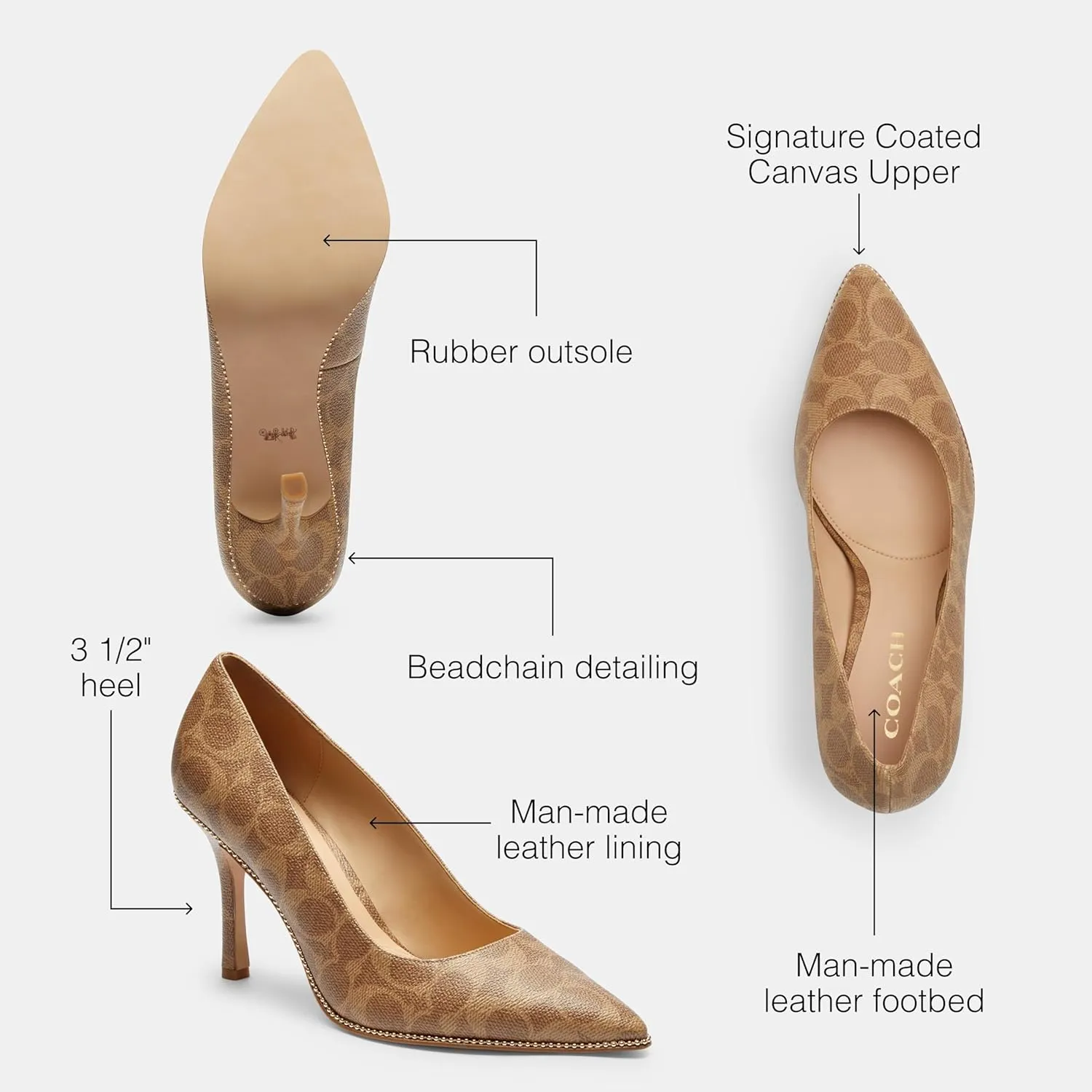 Coach Women's Samantha Pump, Tan, 8