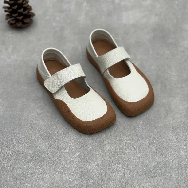 Color Block Square Toe Comfy One-Strap Walking Shoes for Women
