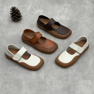 Color Block Square Toe Comfy One-Strap Walking Shoes for Women