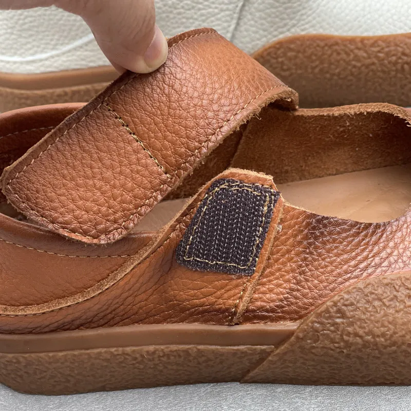 Color Block Square Toe Comfy One-Strap Walking Shoes for Women