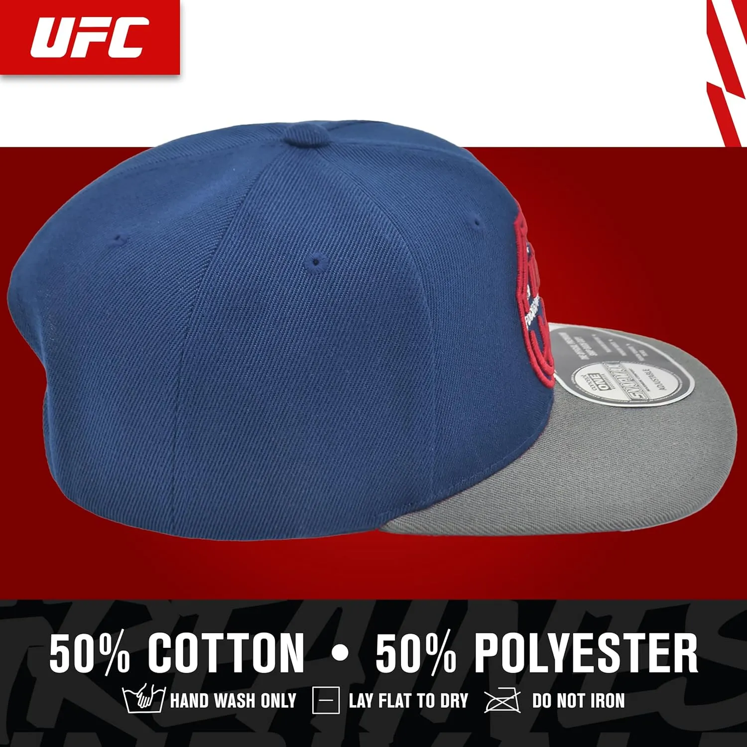 Concept One UFC Baseball Cap, 6 Panel Adult Adjustable Snapback Hat with Flat Brim, Focus Fuels Champions Logo