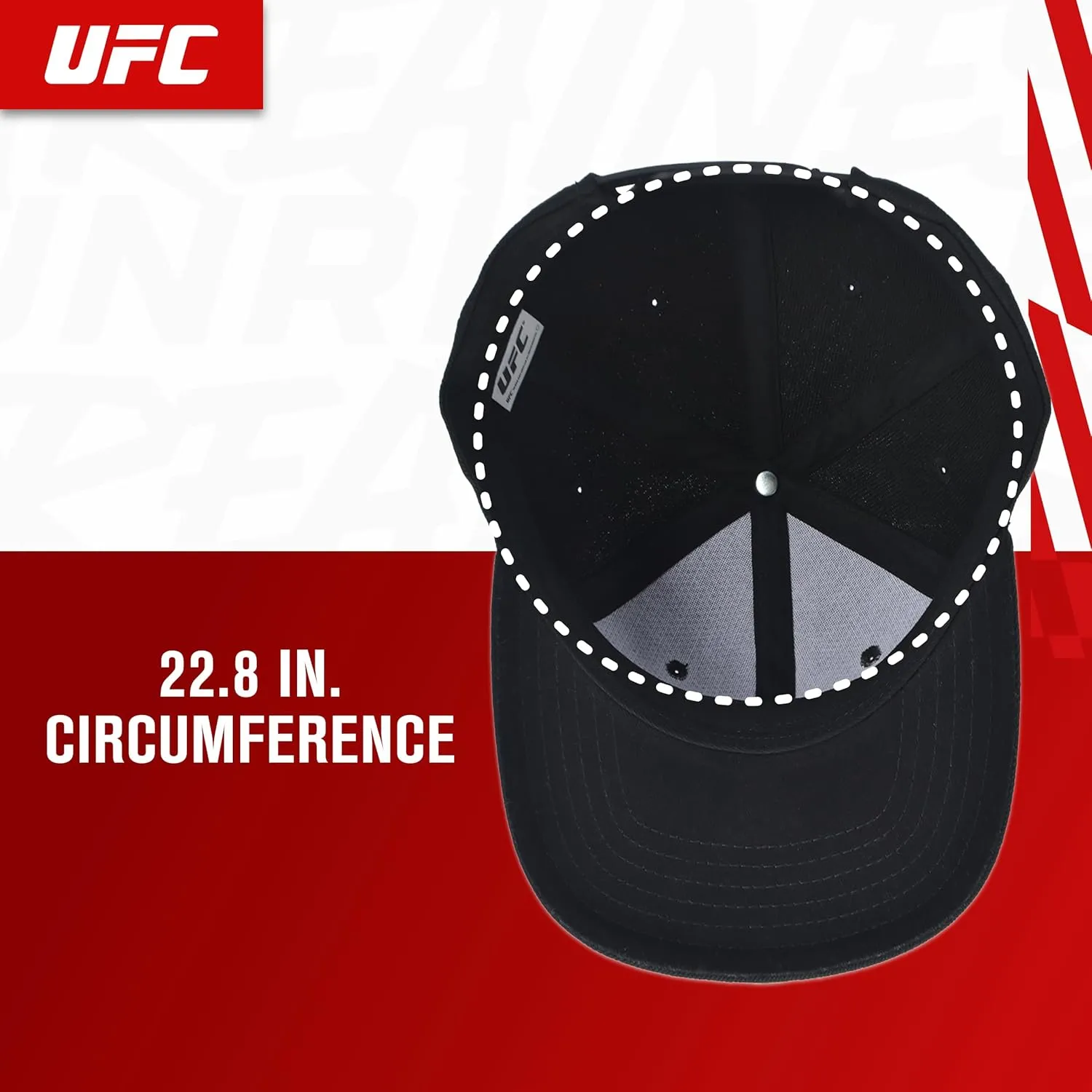 Concept One UFC Baseball Cap, 6 Panel Adult Adjustable Snapback Hat with Flat Brim, Focus Fuels Champions Logo