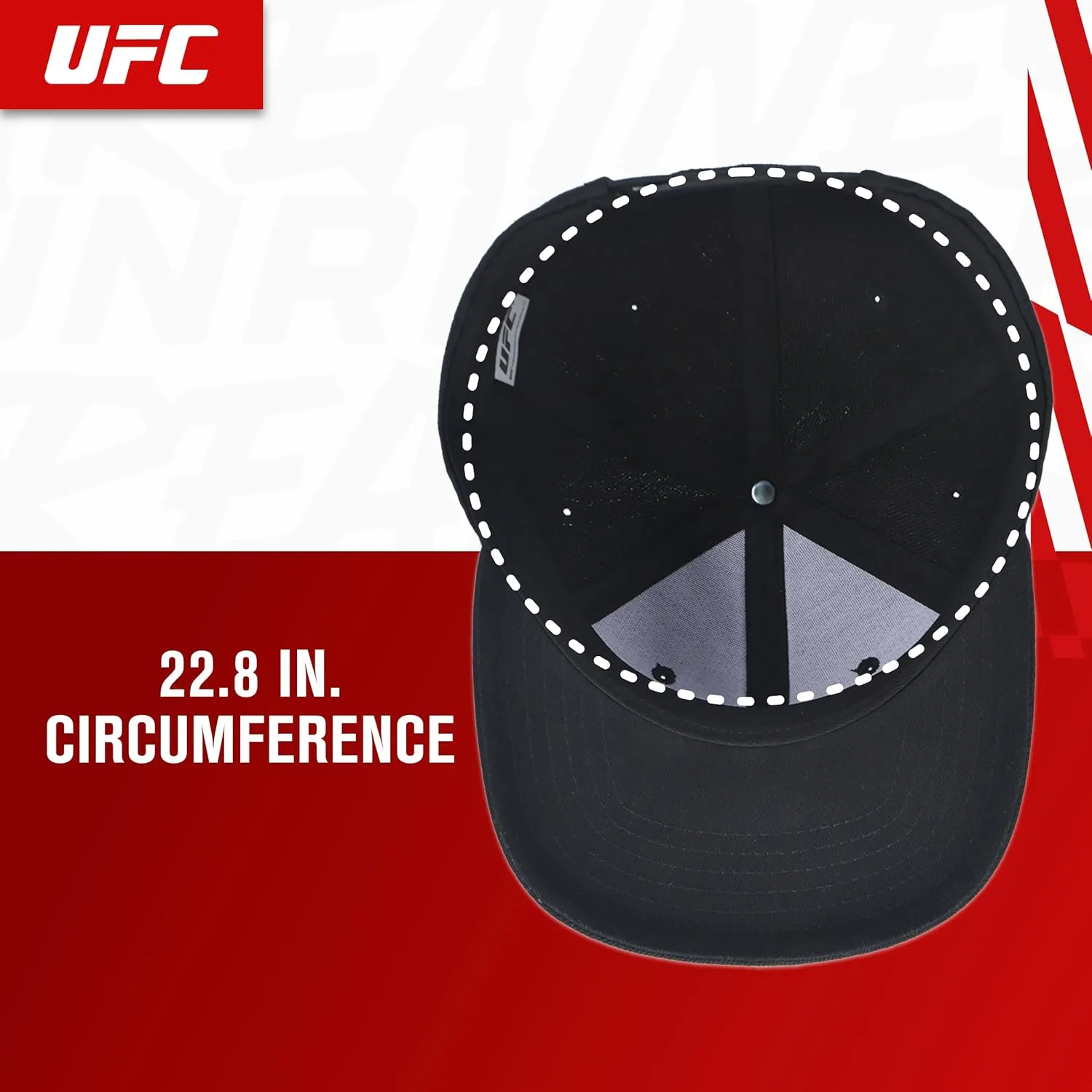 Concept One UFC Baseball Cap, 6 Panel Adult Adjustable Snapback Hat with Flat Brim