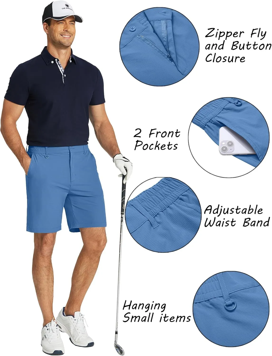 COOFANDY Men's Golf Shorts 8 Inch Lightweight Quick Dry Casual Dress Shorts Hiking Travel Shorts with Pockets