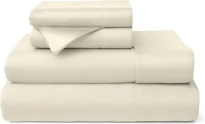 Cosy House Collection 100% Rayon Derived from Bamboo Bed Sheet Set - Cooling, Breathable, Silky Soft 5-Piece Deep Pocket Bedding Set (Split King, Cream)