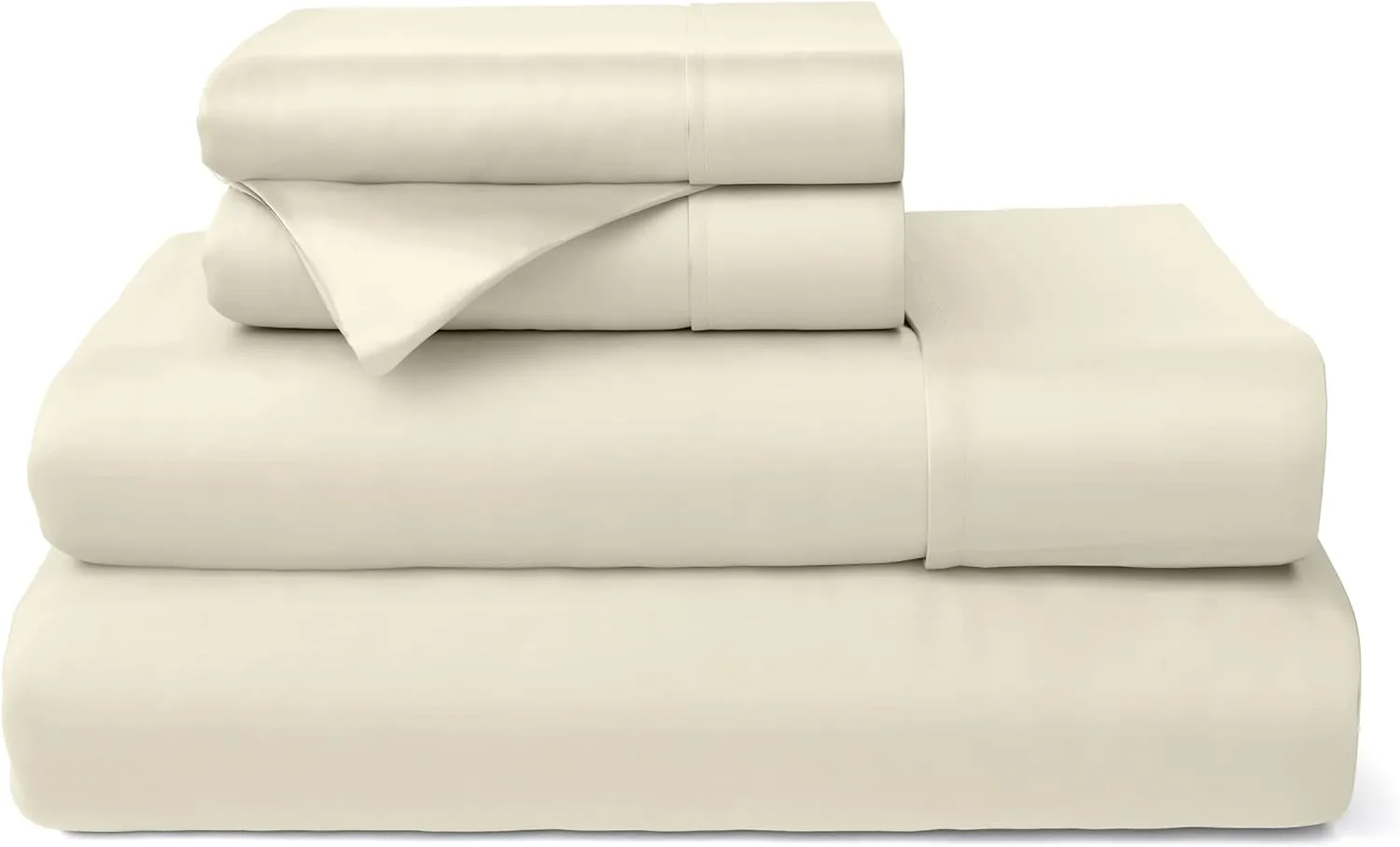 Cosy House Collection 100% Rayon Derived from Bamboo Bed Sheet Set - Cooling, Breathable, Silky Soft 5-Piece Deep Pocket Bedding Set (Split King, Cream)