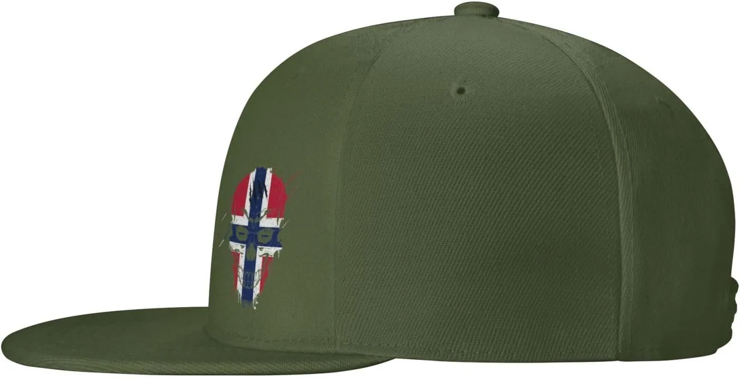 Creative Norway Patriot Skull National Flag Snapback Hats for Men Women Baseball Cap Flat Bill Brim Hat